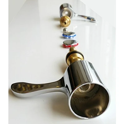 Image of Replacement Lever Basin Tap Conversion Kit Reviver 1/2&quot; 1/4 Turn Pair Metal Head