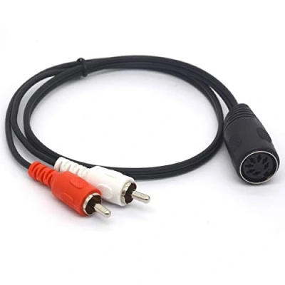 Image of OpenII 7 Pin DIN to RCA Cable, MIDI Female Plug 2 Male Audio Adapter Cord for Naim, Quad Stereo Systems (50 cm)