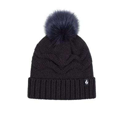 Image of Women&#039;s 1 Pack Heat Holders Cotswolds Turnover Pom Hat Navy One Size