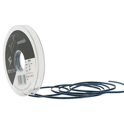 Image of Berisfords Silver Edge Satin Ribbon, Navy, 3 mm