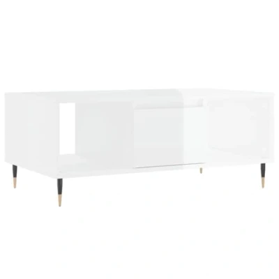Image of vidaXL Coffee Table Living Room Modern Side Centre Tea with Drawer Storage Home Office Furniture High Gloss White 90x50x36.5 cm Engineered Wood