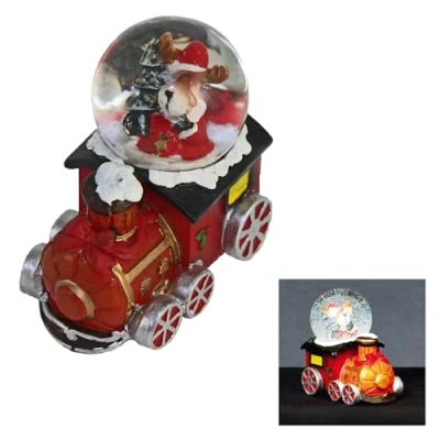 Image of Christmas Snow Globe Mini Waterball 7cm Patterned Train Design (Reindeer)