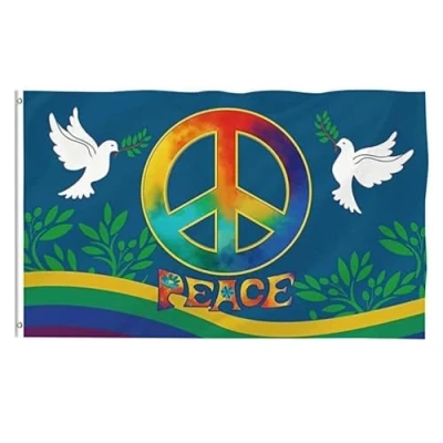 Image of World Peace Flag 3 X 5 Ft Vivid Color and Double Stitched Large Polyester Flags for Festival Celebration Party Decoration