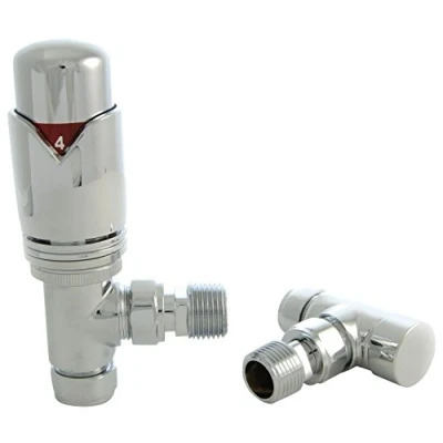 Image of SMR Bathrooms Realm 2 AG C Modern Chrome Thermostatic Radiator Valve (Angled TRV)
