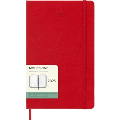 Image of Moleskine Weekly Planner, Agenda with Space for Notes 12 Months 2025, Hard Cover and Elastic Closure, Scarlet Red Color, Large Format 13x21