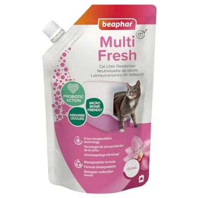 Image of Beaphar Multi Fresh Cat Litter Deodoriser Orchid 400g Urine Encapsulation Technology Prebiotics Absorb and Reduce Unpleasant Odours Doubles Life Biodegradable