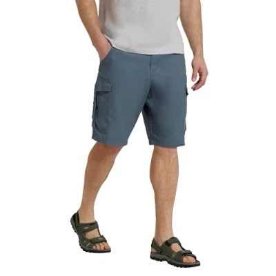 Image of Mountain Warehouse Lakeside Mens Shorts 100% Durable Twill Cotton Cargo Shorts, 6 Pockets for Walking, Running, Hiking &amp; Camping Blue Men&#039;s W40