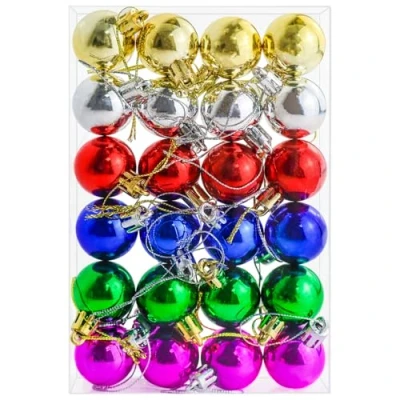 Image of 24 Pieces 30 mm Christmas Balls Decoration Shatterproof Tree Baubles Mini Hanging Ball for Holiday Wedding Party Decoration, Colorful
