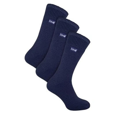Image of THMO 3 Pack Multipack Mens Thick Winter Warm Socks with Comfort Top (6 11, Navy)