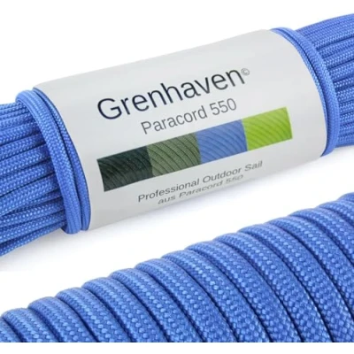 Image of Grenhaven Tear Proof Paracord 550 FOR Outdoor DIY Manual Braiding, Camping, Gardening, Universal Survival Rope with 7 Cords 100ft long, 250lbs Capacity, 4mm diameter, NOT SUITABLE CLIMBING, blue