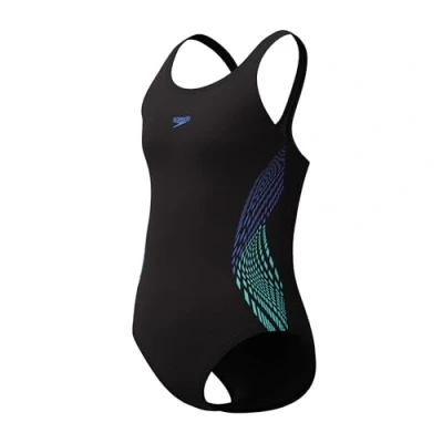 Image of Speedo Girls Placement Muscleback Swimsuit Swimming Costume Cobalt Pop Size 7 8 Years