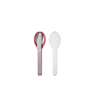 Image of Mepal Cutlery 3 Piece Set Ellipse On The Go Consists of A Knife, Fork &amp; Spoon with Travel Case Stainless Steel Vivid Mauve