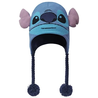 Image of Disney Beanie Hat Scarf and Gloves Set Kids (Blue Stitch 1 Piece)
