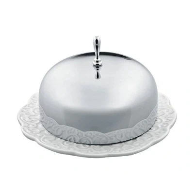 Image of Alessi MW16, Dressed Butter Dish, Porcelain, White