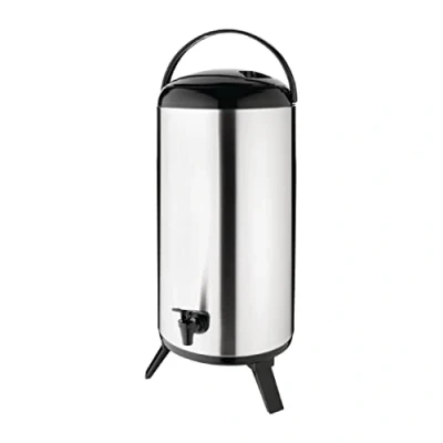 Image of Olympia Stainless Steel Drink Dispenser with Tap 13.5 Litre, Hot &amp; Cold Beverage Dispenser, Double Wall Insulation, 85 mm Height, Folding Feet Catering, Buffet, Restaurant Home Use, DL170