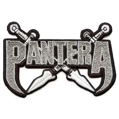 Image of Pantera Fang Blades Patch Silver Heavy Metal Embroidered Iron On