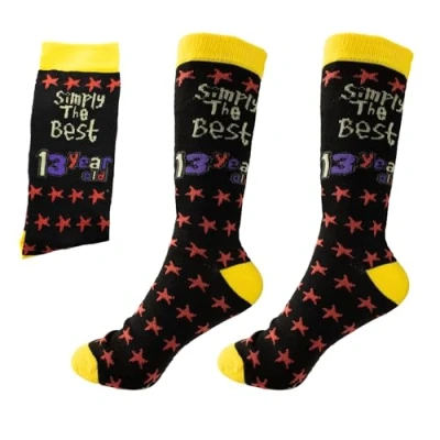 Image of SHATCHI Simply The Best 13 Year Old Gift Novelty Socks For 13th Birthday Keepsake Unisex Her Him