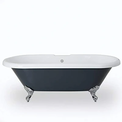 Image of Milano Hest Stone Grey 1795mm x 785mm Double Ended Freestanding Slipper Bath