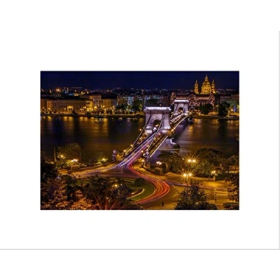 Image of Wee Blue Coo PHOTOGRAPH CITYSCAPE LANDMARK CHAIN BRIDGE BUDAPEST FRAMED ART PRINT B12X3709