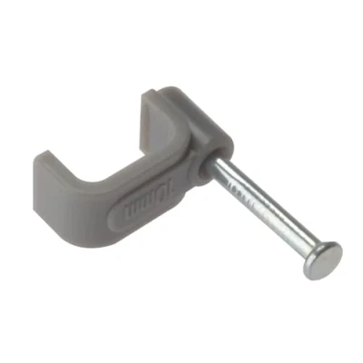 Image of ForgeFix Cable Clips Flat 1.00mm Grey Plastic Clip, Zinc Plated Nail Box 100