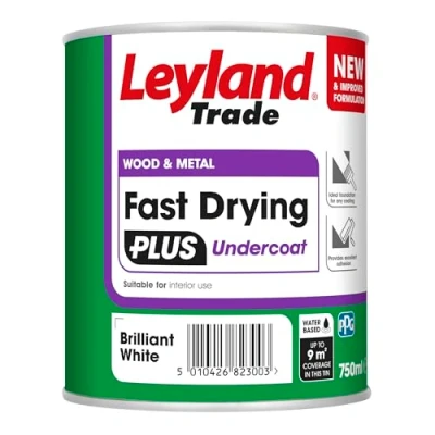 Image of Leyland Trade Wood &amp; Metal Fast Drying Plus Undercoat Brilliant White Enhanced Durability Excellent Flow Professional Finish 750ml