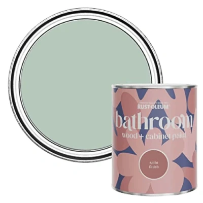Image of Rust Oleum Green Moisture Resistant Bathroom Wood and Cabinet Paint in Satin Finish Leaplish 750ml
