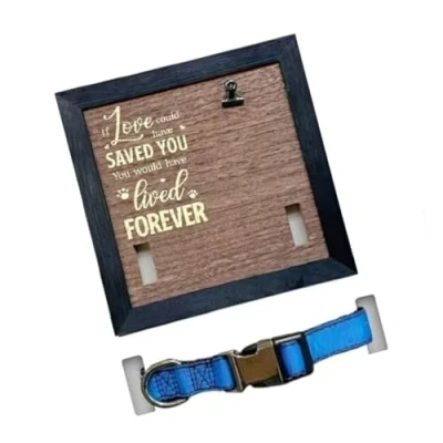 Image of CHAKAE Pet Memorial Pictures Frame Wood Photo for Loss of Dog and Cats Sympathy Collar Souvenir Sign