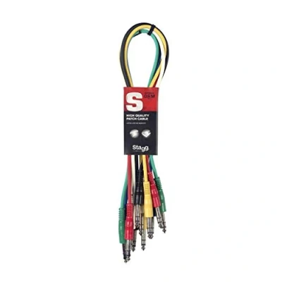 Image of Stagg SPC060S E 60 cm Stereo Jack Patch Cable (Pack of 6)