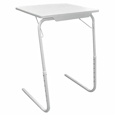 Image of Table Mate II Tv Tray Extra Wide Folding Dinner Table, Couch Trays For Eating Snack Food, Stowaway Laptop Stand, Portable Bed Adjustable Desk With 3 Angles, White