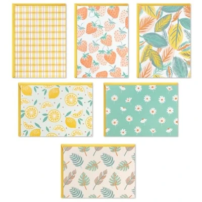 Image of Hallmark Blank Cards Assortment, 24 with Envelopes (Citrus, Greenery, Gingham, Strawberries) for Easter, Mother&#039;s Day, Any Occasion