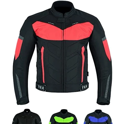Image of Texpeed Mens Red Motorcycle Motorbike Biker Waterproof Jacket With CE Armour (EN 1621 1) XL