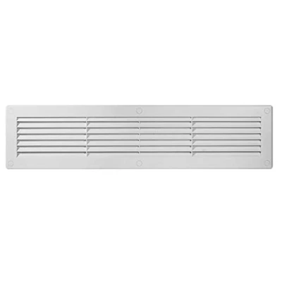Image of White Air Vent Grille with Anti Insect Mesh or Fly Screen and Screw Covers Cover for Inside Outside of The Building (460mm x 110mm)