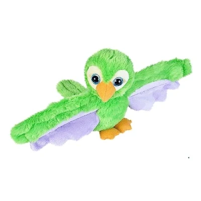 Image of Wild Republic Huggers Soft Toy Slap Bracelet, Gifts for Kids, Green Parrot Plush 20 cm