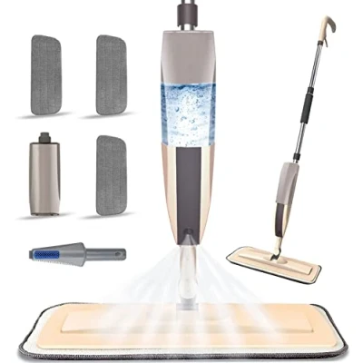 Image of Microfiber Spray Mop for Floor Cleaning, Dry Wet Wood with 3 pcs Washable Pads, Handle Flat Sprayer Kitchen Hardwood Laminate Ceramic Tiles Dust Cleaning