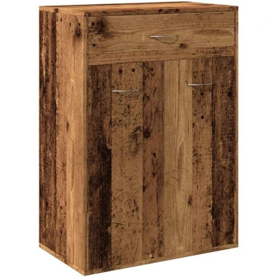 Image of vidaXL shoe cabinet engineered wood storage cupboard with 4 shelves and doors, old color, 60x35x84 cm, perfect for hallway/entryway