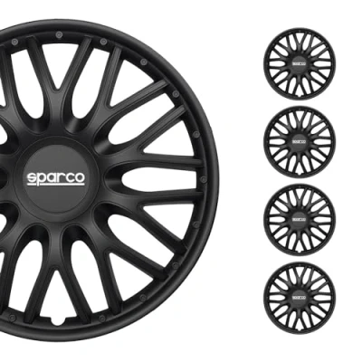 Image of Sparco SPC1496BK Set Wheel Covers Roma 14 inch Black, Pulgadas