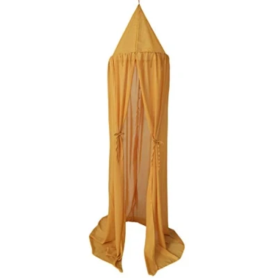 Image of Bed Canopy Round Dome Mosquito Net Princess Play Reading Tents Hanging Insect Protection Nursery Room Decor Yellow