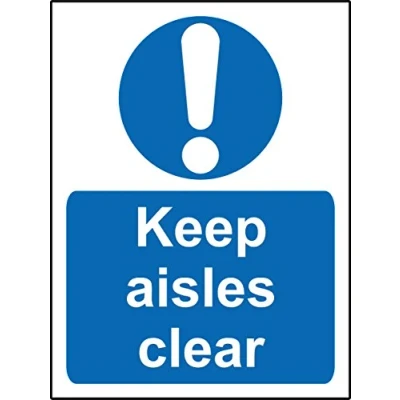 Image of Mandatory signs Keep aisles clear Safety sign Self adhesive sticker 300mm x 200mm