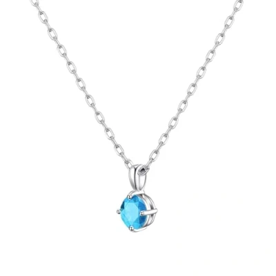 Image of Philip Jones Sterling Silver Light Blue Necklace Created with Zircondia® Crystals