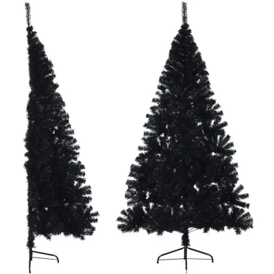 Image of vidaXL Artificial Half Christmas Tree with Stand Black 240 cm PVC