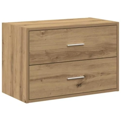 Image of vidaXL Cabinet with 2 Drawers Artisan Oak Engineered Wood 60x31x40 cm Living Room/Bedroom Storage