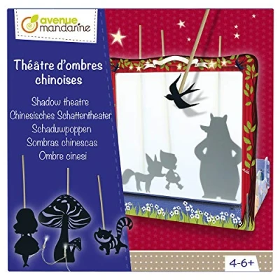 Image of Avenue Mandarine KC036C a creative Chinese shadow theater box including to build 25x18x26 cm, 28 characters, sticks and an LED (batteries not included) + Instructions