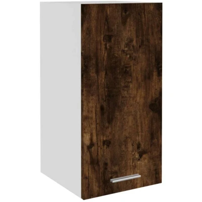 Image of vidaXL Hanging Cabinet in Smoked Oak Wall Mounted Kitchen Storage Unit with Two Shelves and a Door Engineered Wood Construction