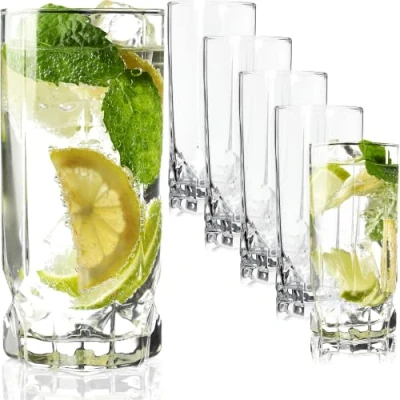 Image of KADAX Drinking Glasses, Highball Glasses for Juice, Durable Glassware Cold Drinks and Cocktails, Transparent Water (325 ml, Set of 6)