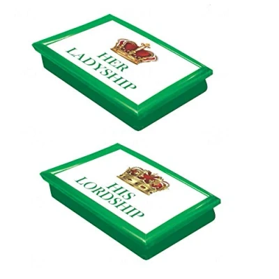 Image of Lap Tray Serving Bean Bag TV Bed Soft Cushion Padded His Lordship &amp; Her Ladyship