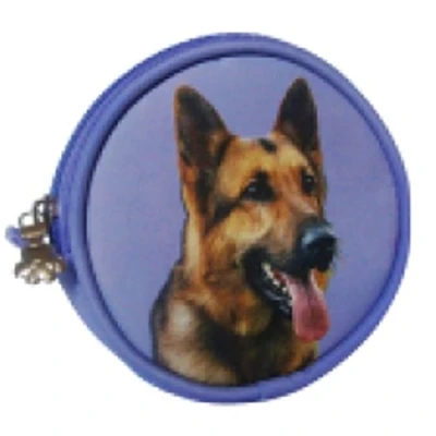 Image of GERMAN SHEPHERD DOG COIN PURSE LILAC COLOUR, LOVER GIFT FOR ALSATION LOVERS