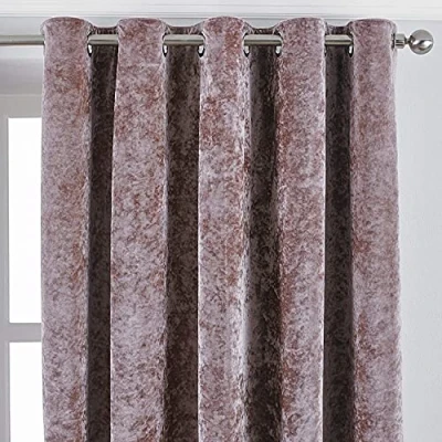 Image of Paoletti Verona Ringtop Eyelet Curtains, Blush, 229 x 229cm