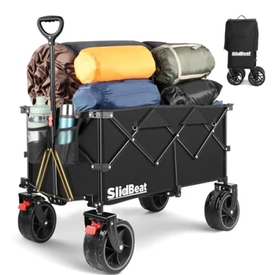 Image of Festival Trolley with Big Universal Wheels 200L, Pull Along Heavy Duty Camping Cart Rebound Handle, Folding Wagon Garden Cart, Collapsible Outdoor Picnic Shopping Fishing