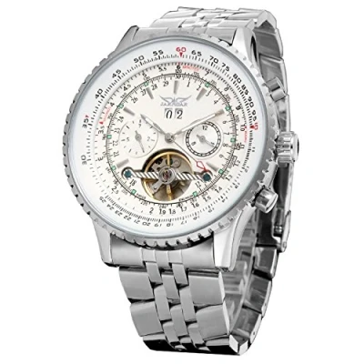 Image of FORSINING Men&#039;s Self Winding Waterproof Automatic Stainless Steel Skeleton Tourbillon Calendar Wrist Watch