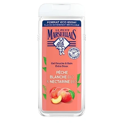 Image of Le Petit Marseillais Extra Gentle Bath and Shower Gel White Peach Nectarine Organic 650ml